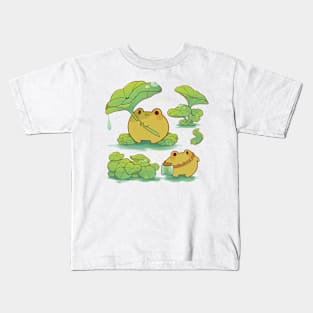 Round frogs and plants Kids T-Shirt